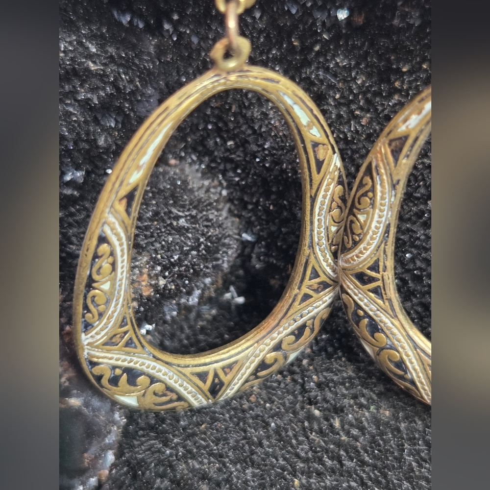 Damascene Large Hoop Earrings - Picture 6 of 10